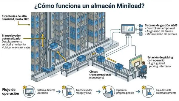 como funciona un almacén miniload