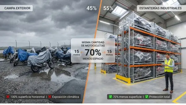 estanterias industriales o campas para el almacenamiento de motocicletas