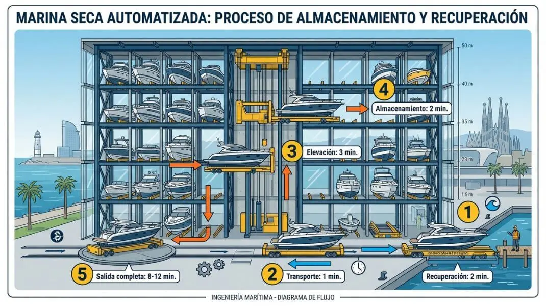 como funciona el sistema de una marina seca automatizada